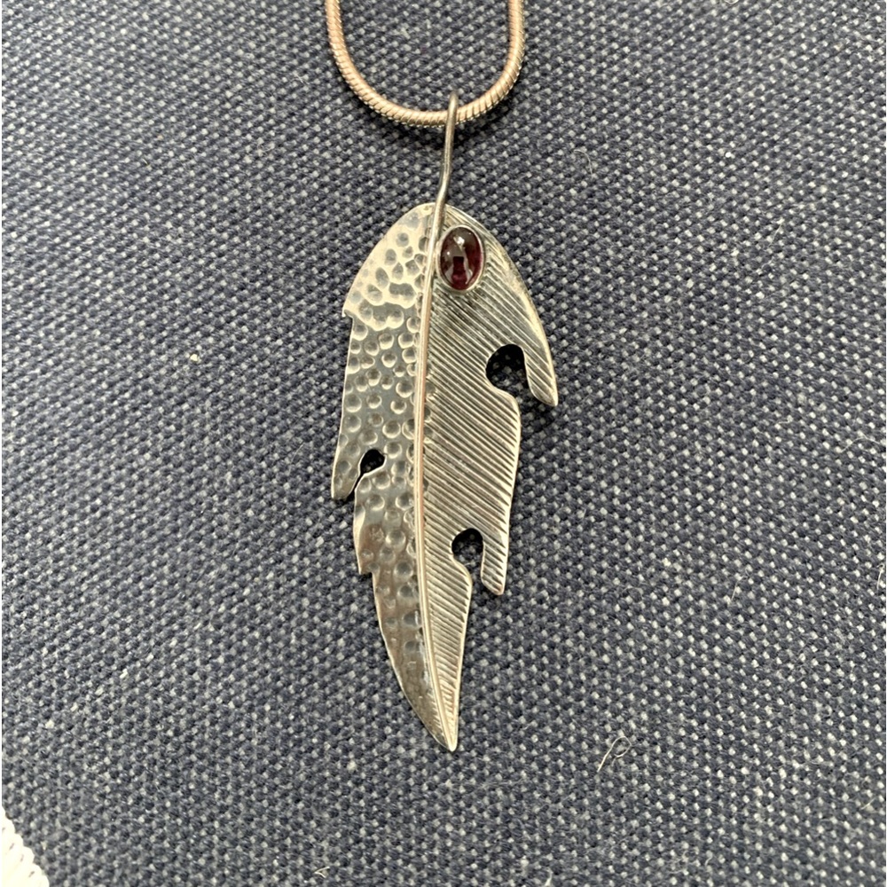 Stirling silver pendant with garnet